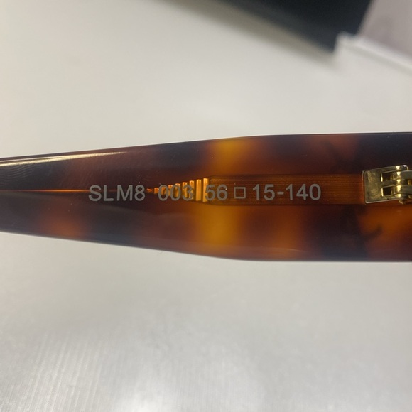 💯 - NWT SAINT LAURENT YSL SLM8/F 003 Havana Brown Gold Logo 56 mm Women's Su… - Picture 11 of 12